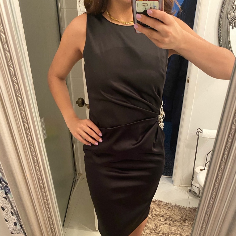 Black satin dress